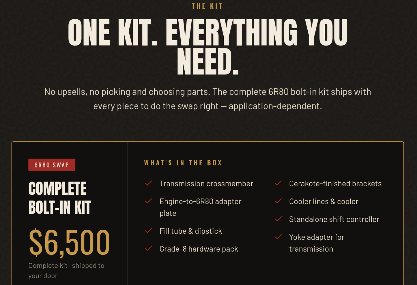 6r80 Turn Key Resto-mod Kit